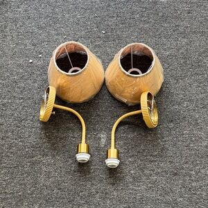 Gold Wall Sconces with Tan Shades